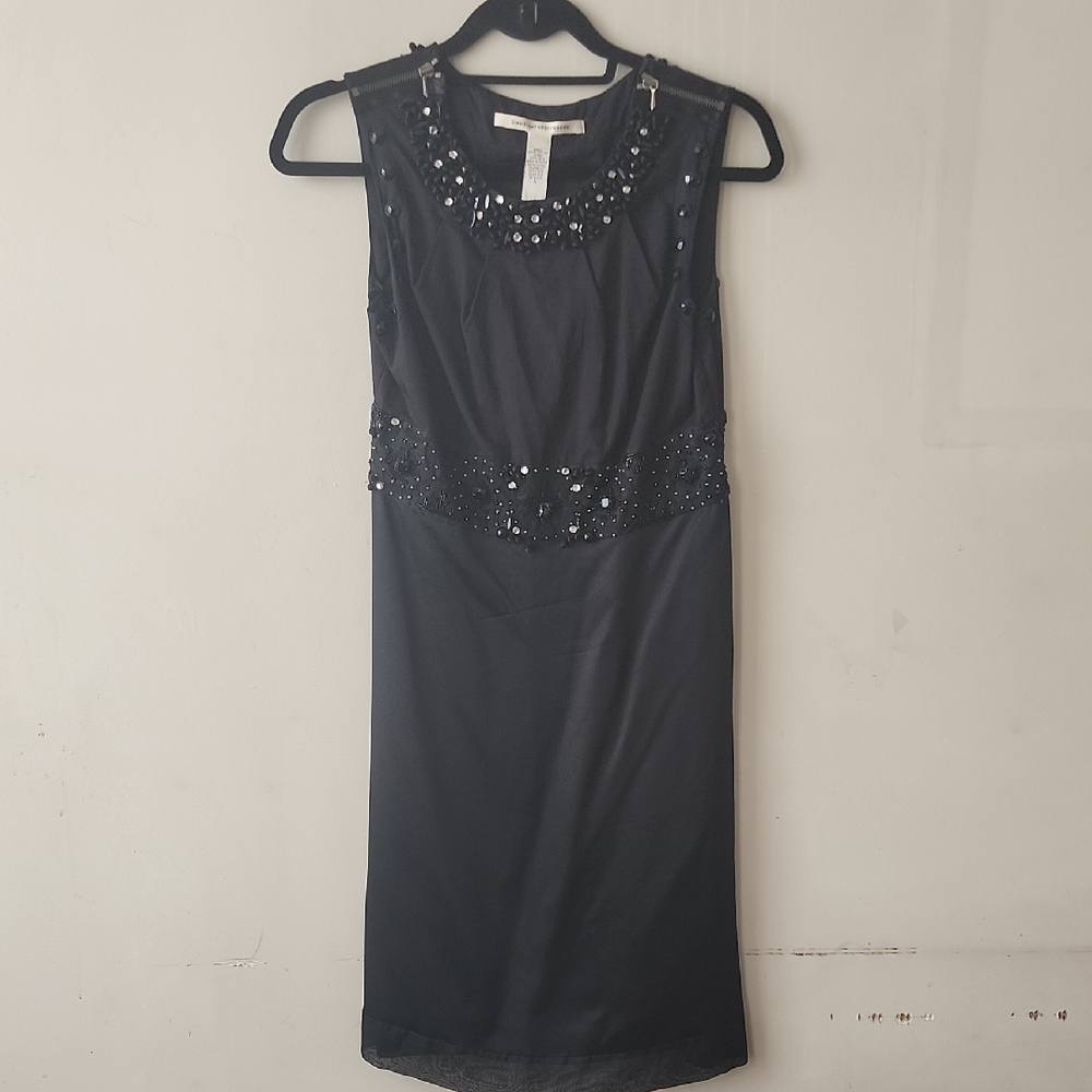 Diane Von Furstenberg Black Embellished Midi Dress